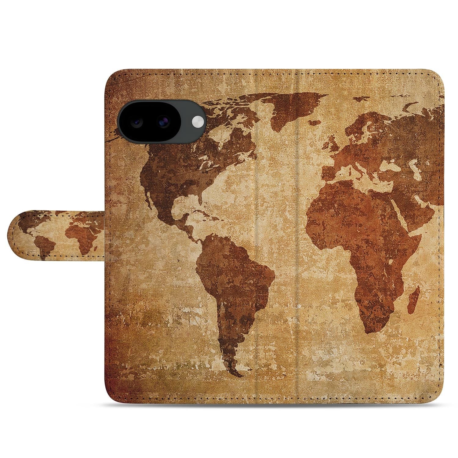 Google Pixel 10a portemonnee hoesje met Wereldkaart design