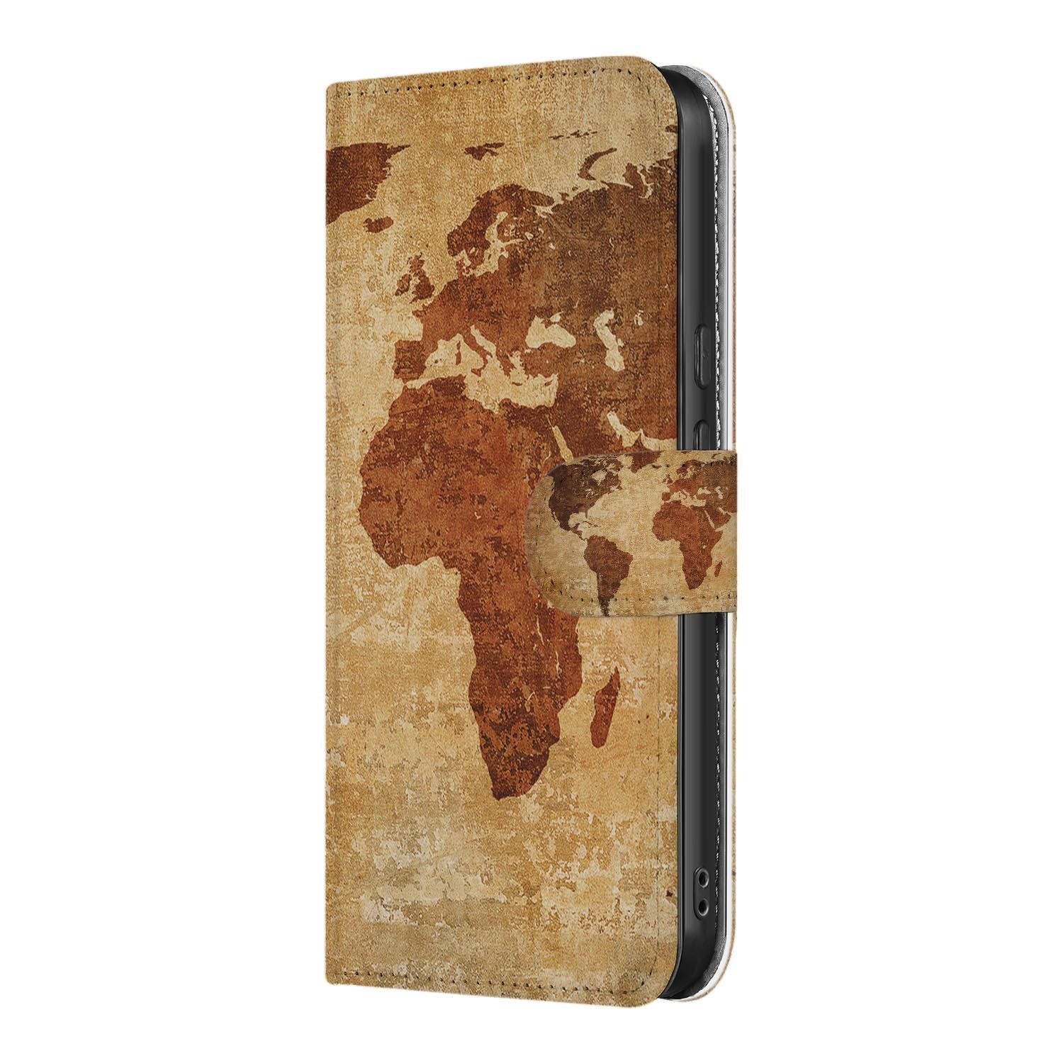 Wereldkaart wallet hoesje voor Google Pixel 10a met pasjeshouder