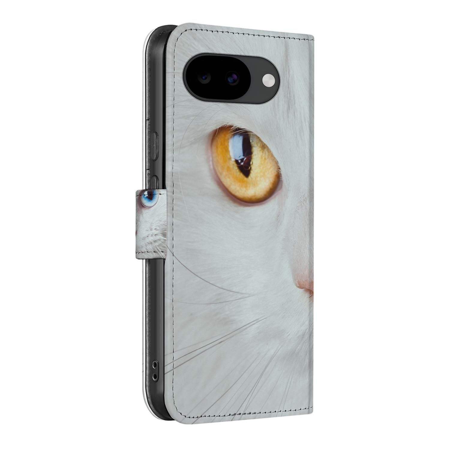 Bookcase hoesje Google Pixel 10a met Witte Kat print