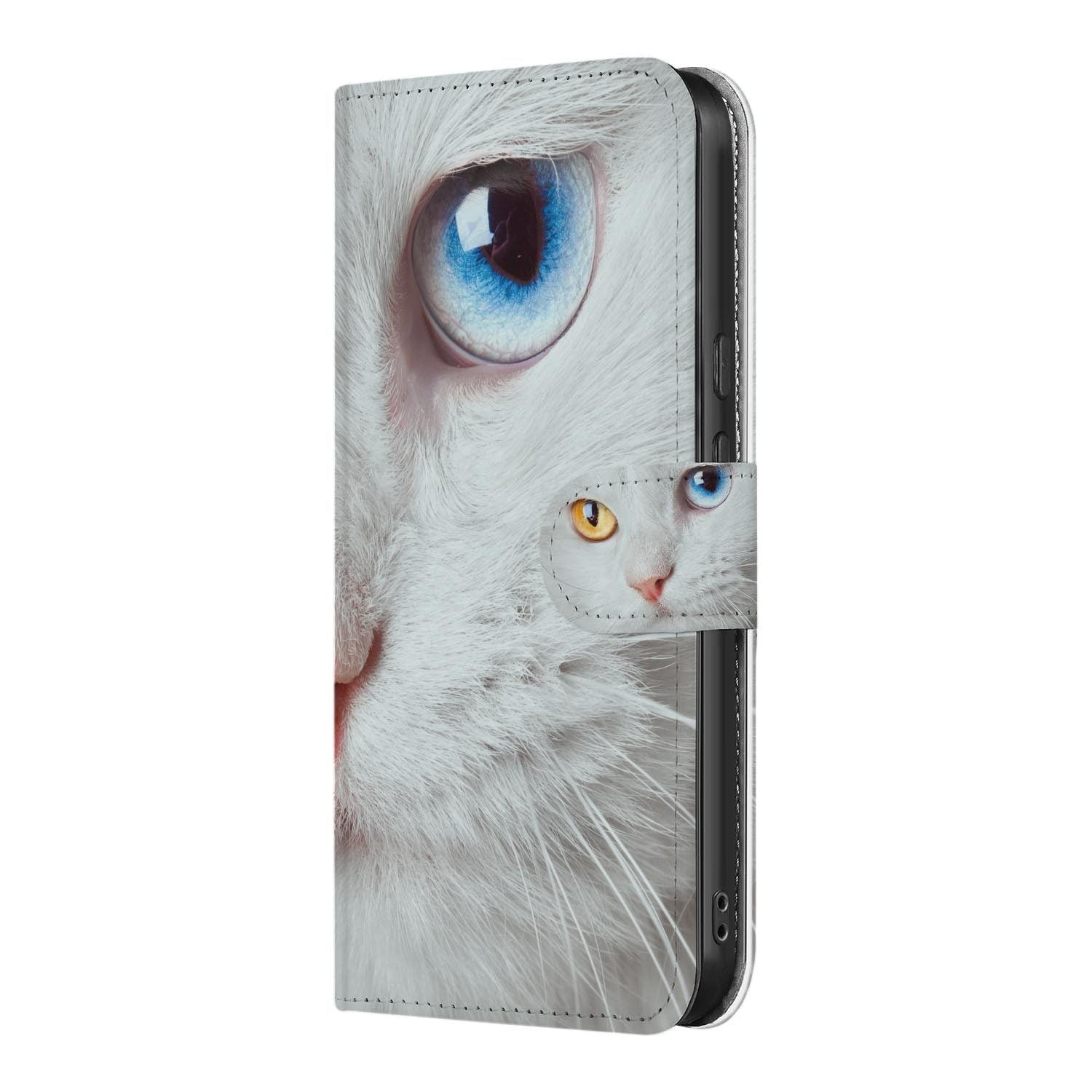 Witte Kat wallet hoesje voor Google Pixel 10a met pasjeshouder