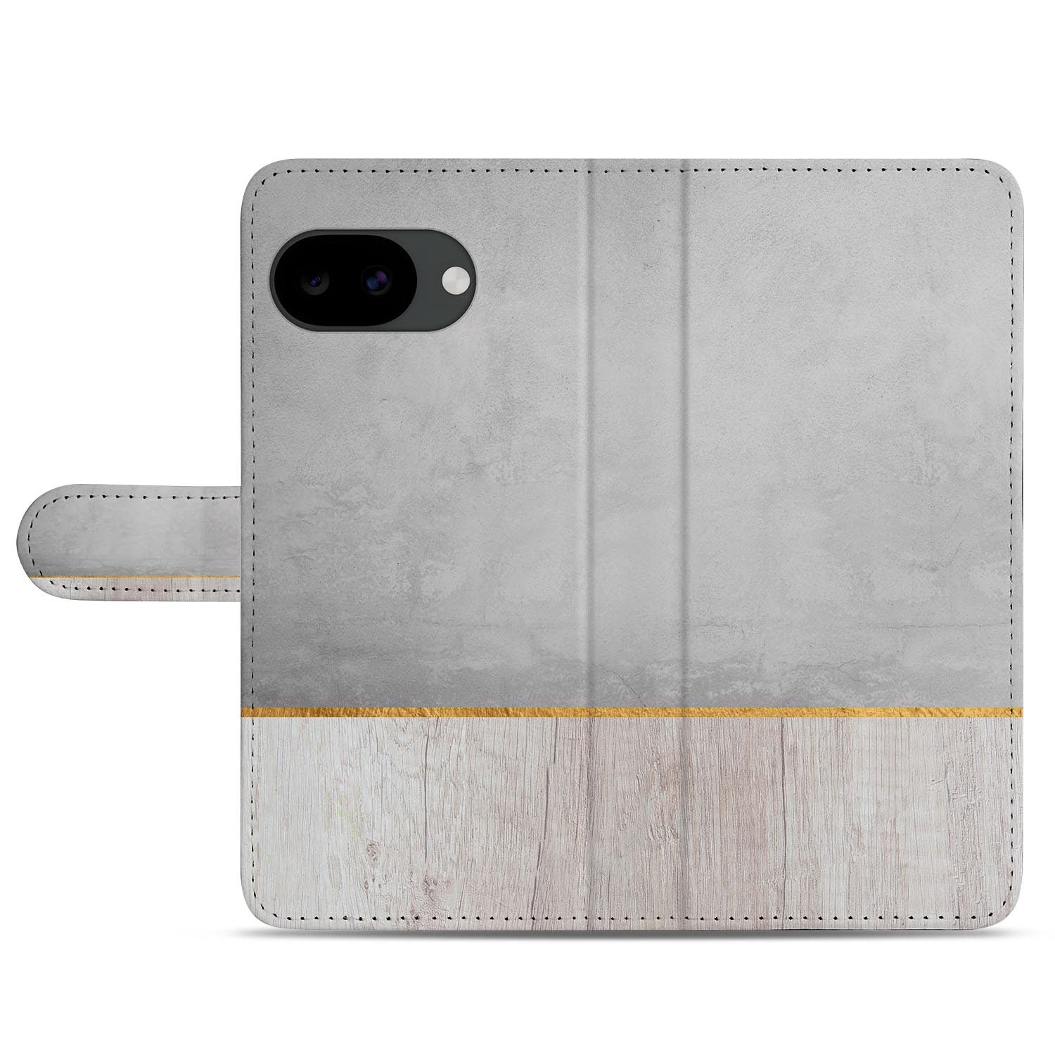 Google Pixel 10a portemonnee hoesje met Wood Concrete design