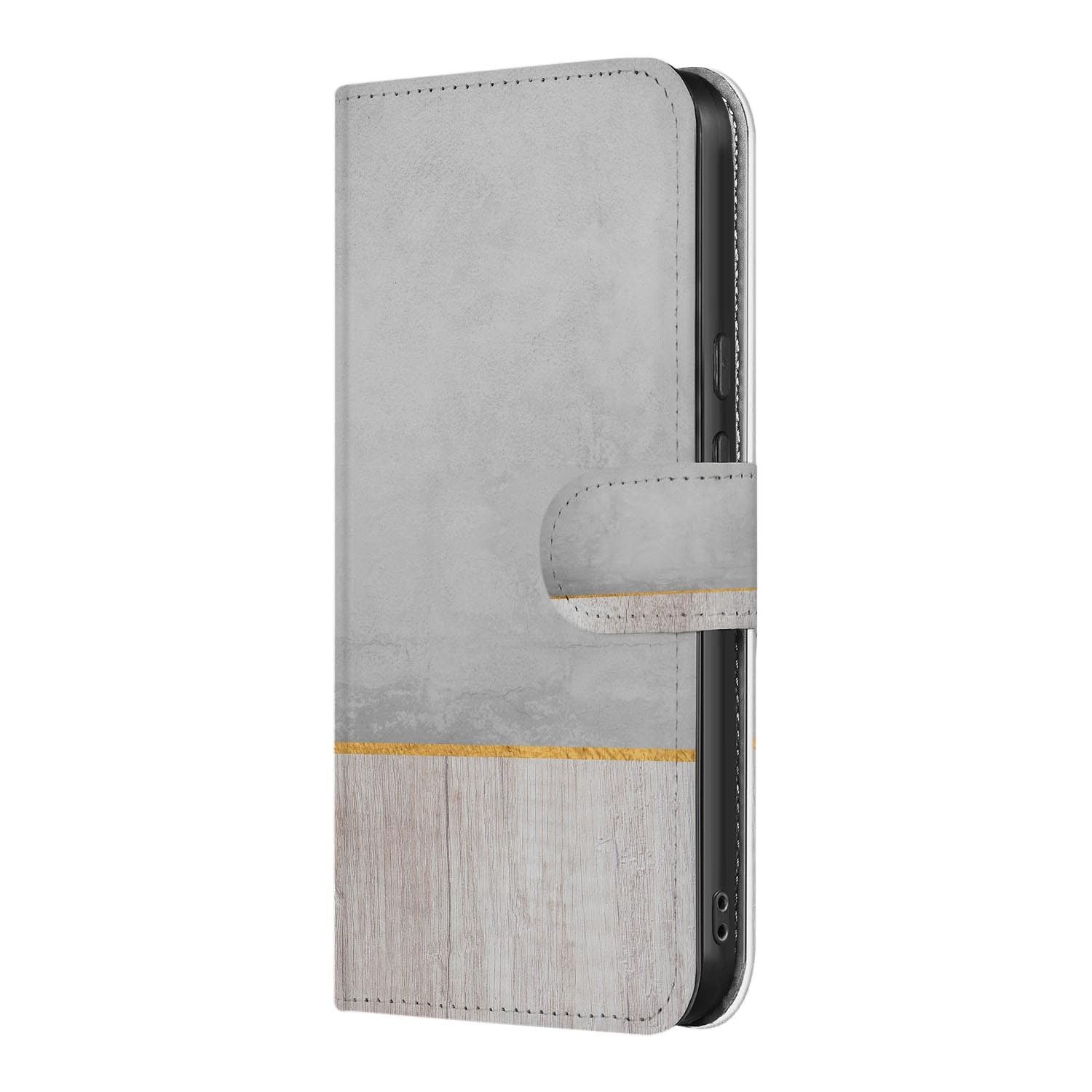 Wood Concrete wallet hoesje voor Google Pixel 10a met pasjeshouder