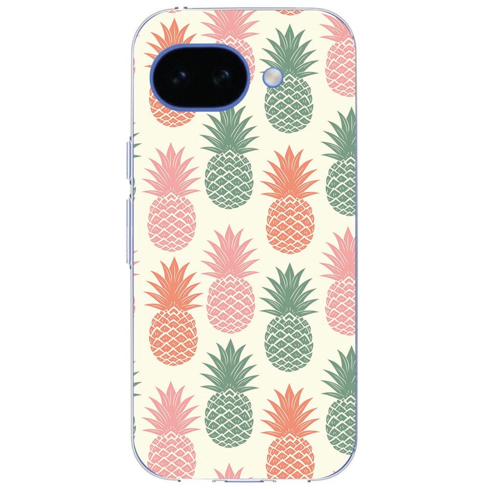 Zijaanzicht van het Ananas softcase hoesje om de Google Pixel 10a met transparante randen