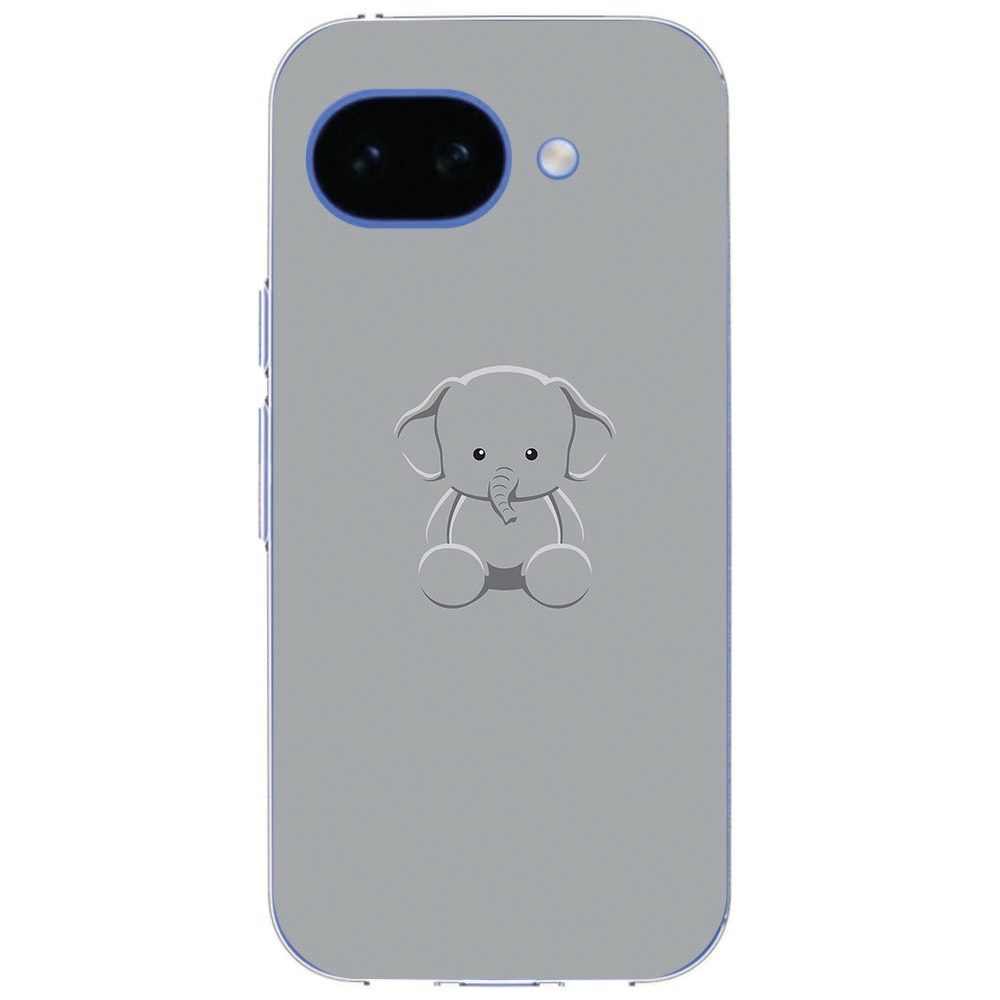 Detailweergave van het babyolifantje op het Baby Olifant hoesje voor de Google Pixel 10a