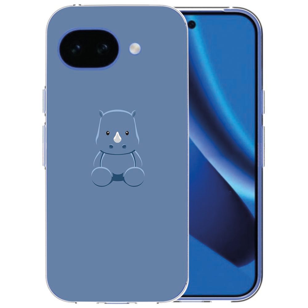 Achterkant van het Google Pixel 10a TPU hoesje Baby Rhino met neushoorntje-print