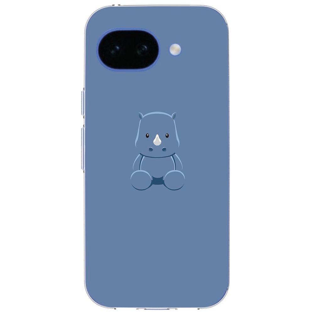 Google Pixel 10a TPU hoesje Baby Rhino schuin bekeken met verhoogde camerarand