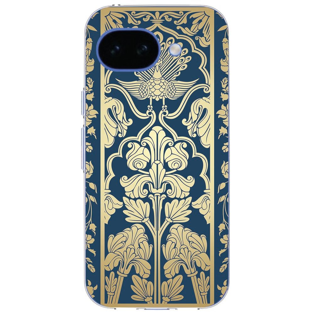 Zijaanzicht van het Google Pixel 10a hoesje Beige Flowers met transparante randen