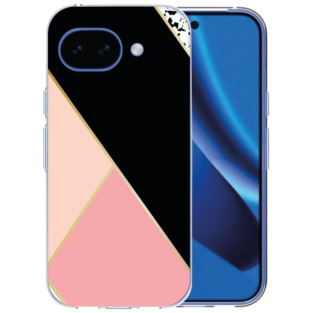 Google Pixel 10a softcase hoesje Zwart Roze Vormen met abstracte print
