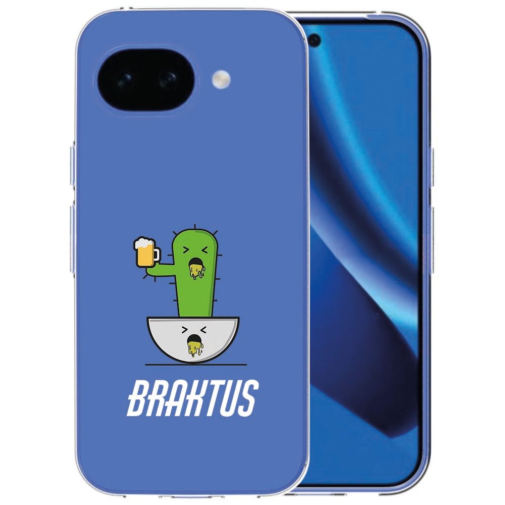 Achterkant van het TPU hoesje Braktus voor de Google Pixel 10a met speelse cactus-illustratie