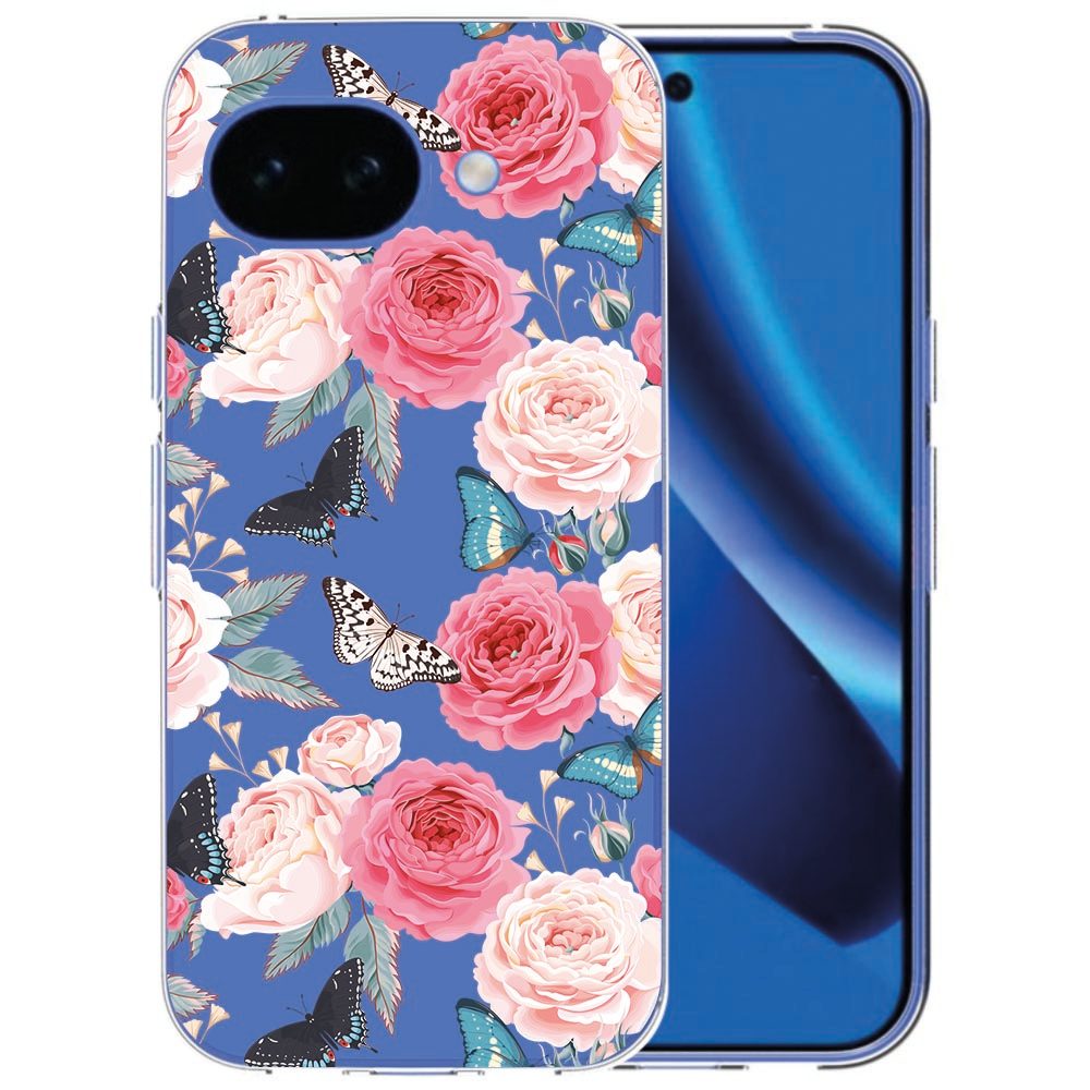 Softcase hoesje Butterfly Roses voor de Google Pixel 10a met vlinders en rozen op de achterkant