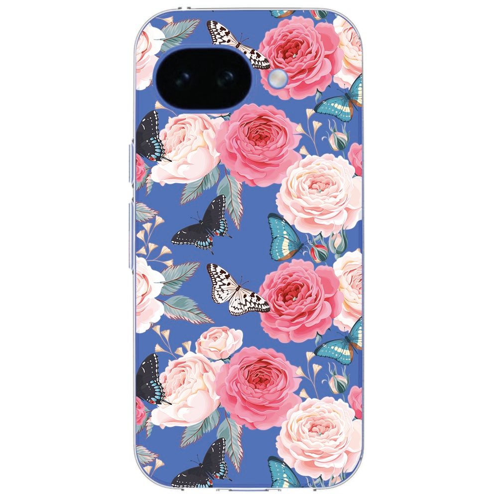 Detail van de romantische vlinderprint op het Google Pixel 10a hoesje Butterfly Roses