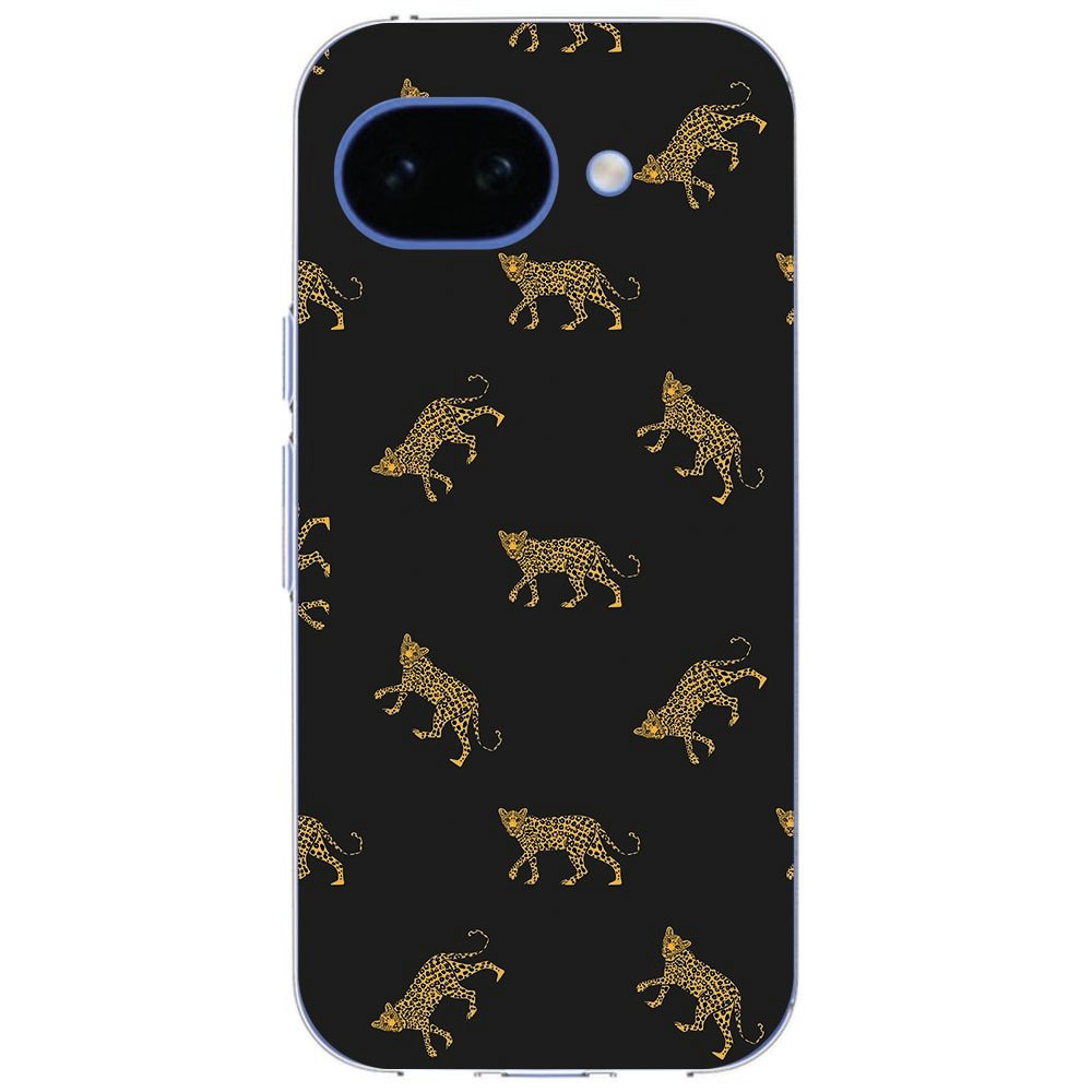 Detailfoto van de Leopards illustratie op een Google Pixel 10a hoesje