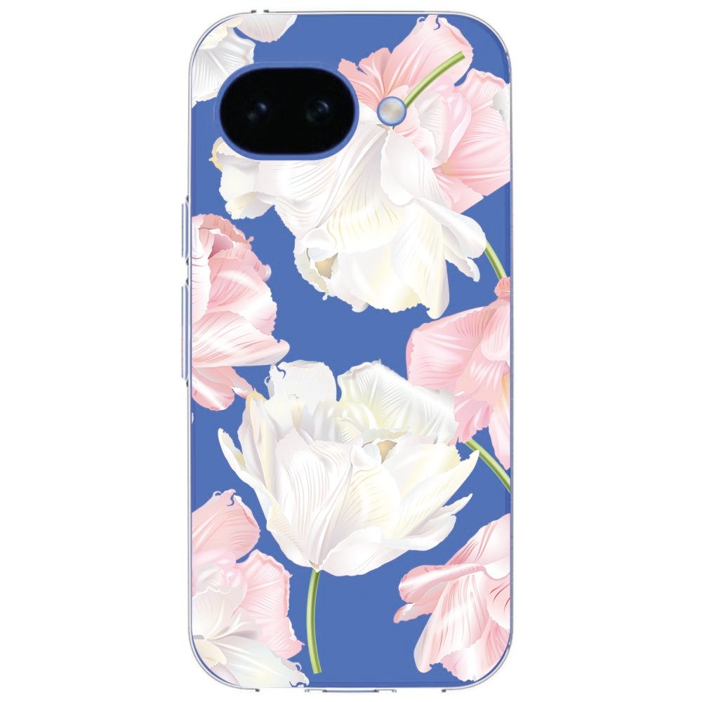 Close-up van de bloemenprint op het Google Pixel 10a TPU hoesje Bloemen
