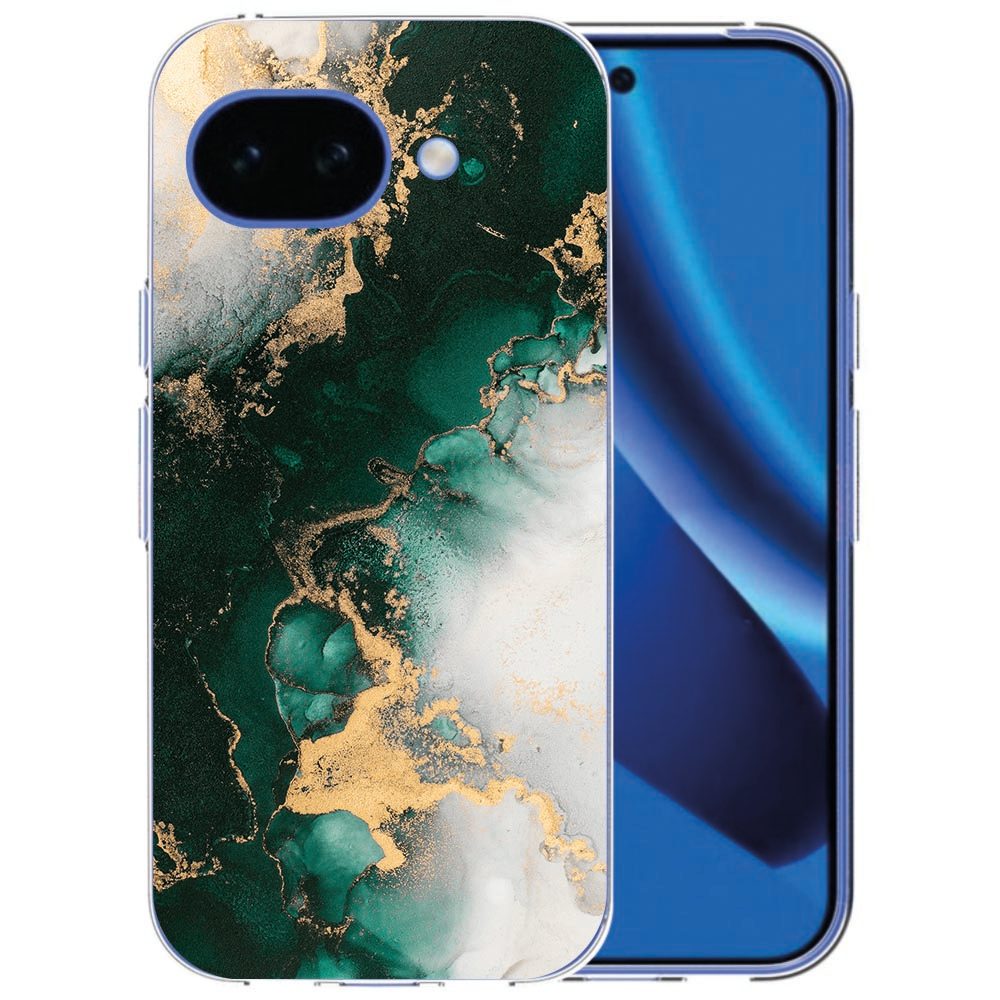 Google Pixel 10a TPU hoesje Marmer Groen gezien vanaf de achterzijde