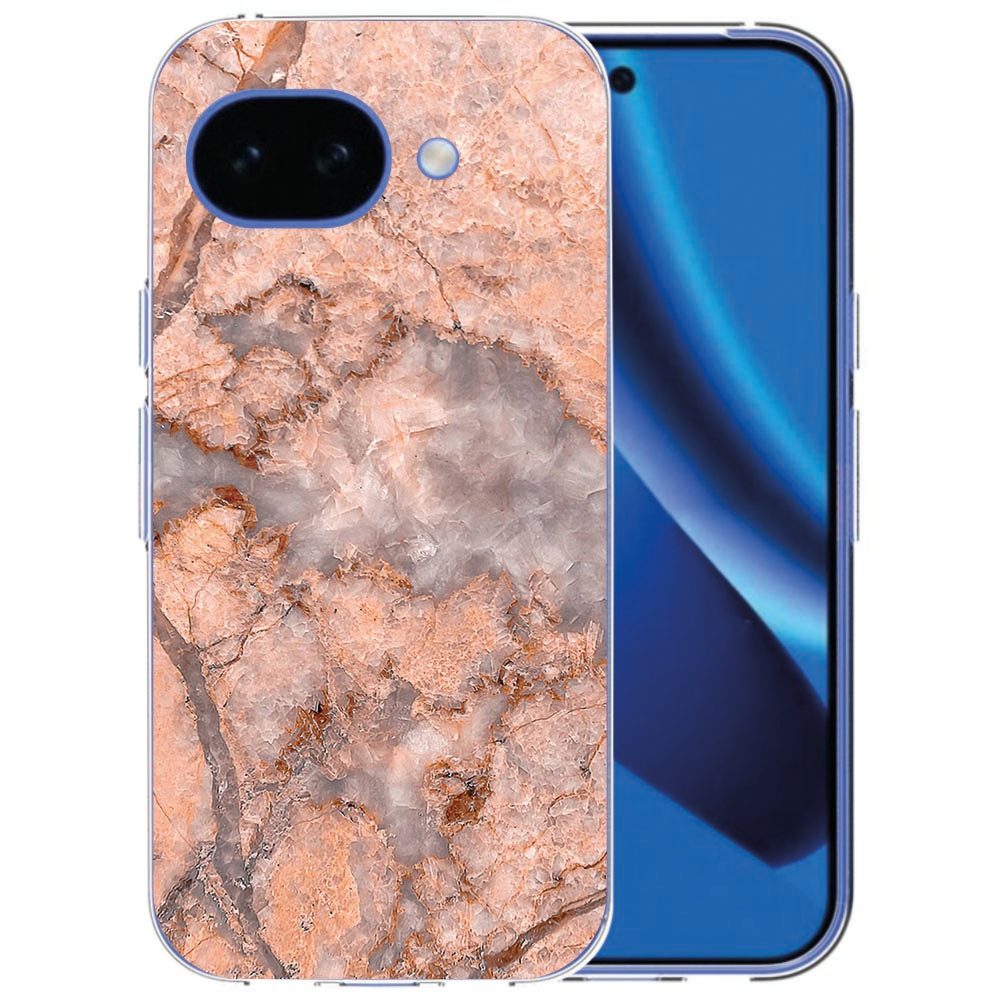 Softcase hoesje Marmer Oranje om een Google Pixel 10a, achterkant met marmerprint