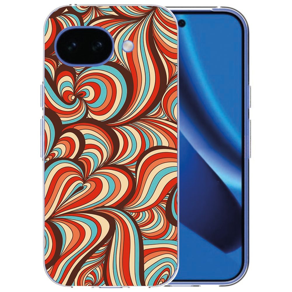 Siliconen hoesje Retro voor de Google Pixel 10a met nostalgisch vintage patroon op de achterkant
