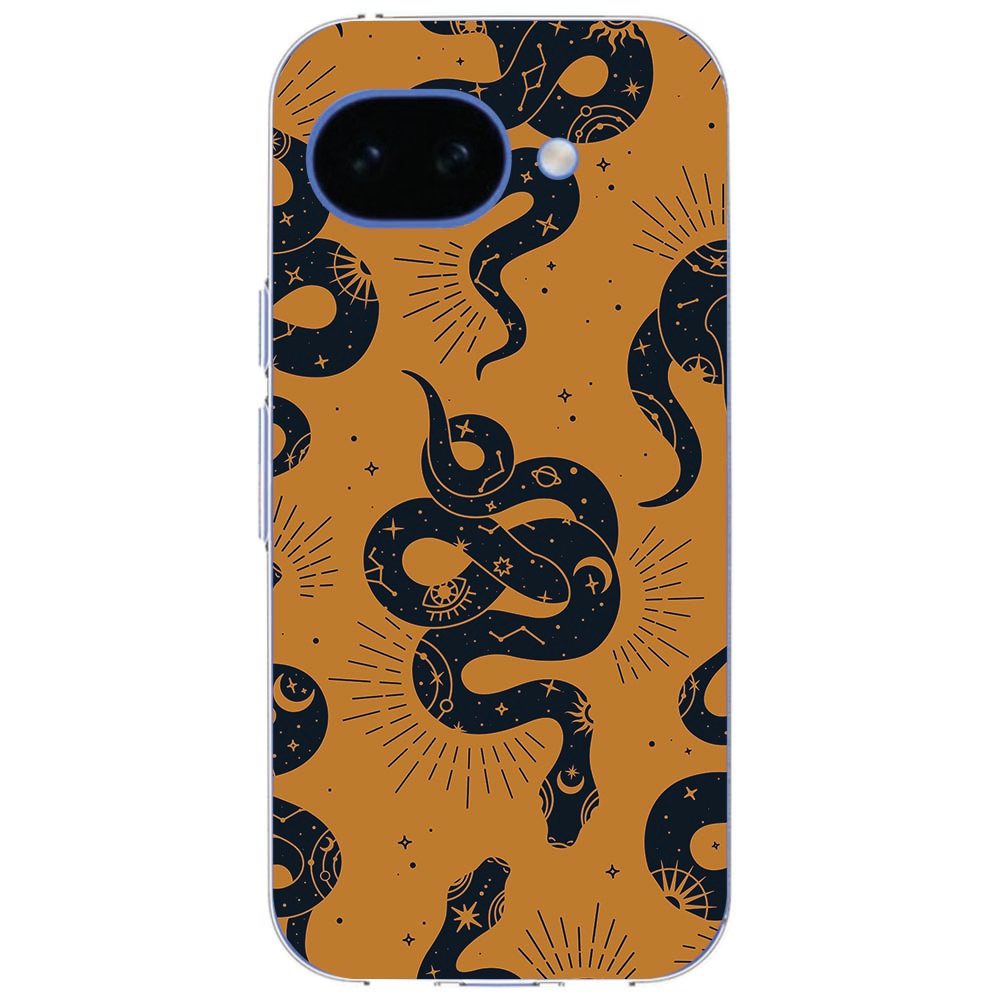 Google Pixel 10a hoesje Snakes schuin bekeken met detail van de verhoogde randen