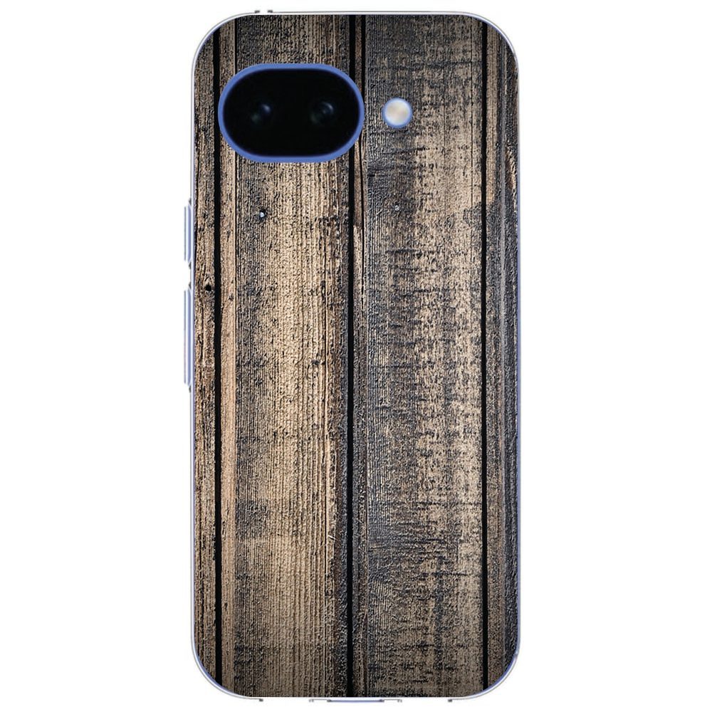 Detail van de houtnerven op het Steigerhout hoesje voor de Google Pixel 10a