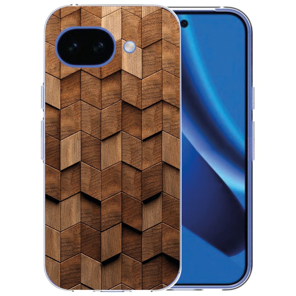 Google Pixel 10a TPU hoesje Wooden Cubes met patroon van houten blokjes
