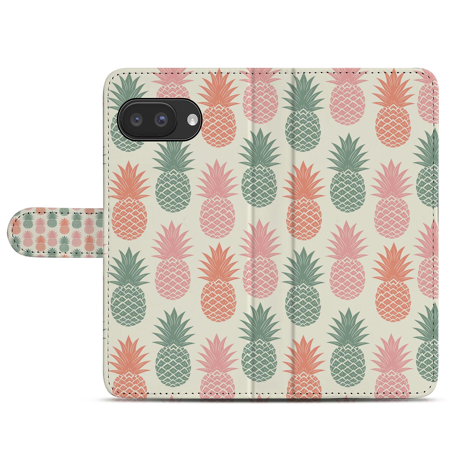 Ananas VibeBook Google Pixel 9a Book Case En Portemonnee Hoesje ananasprint beige voorkant