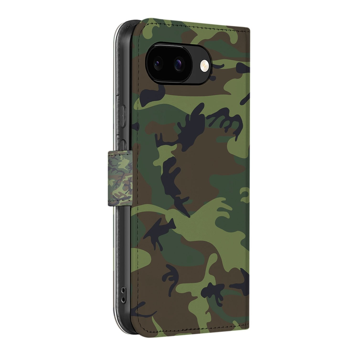 Army Dark Camouflage Google Pixel 9a Portemonnee Hoesje book case aanzicht