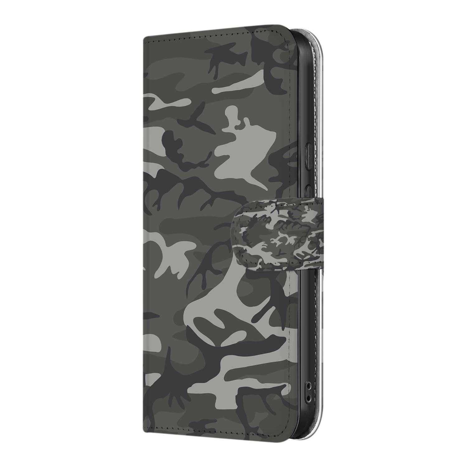 Army Light Google Pixel 9a Portemonnee Hoesje camouflage grijs groen zijkant