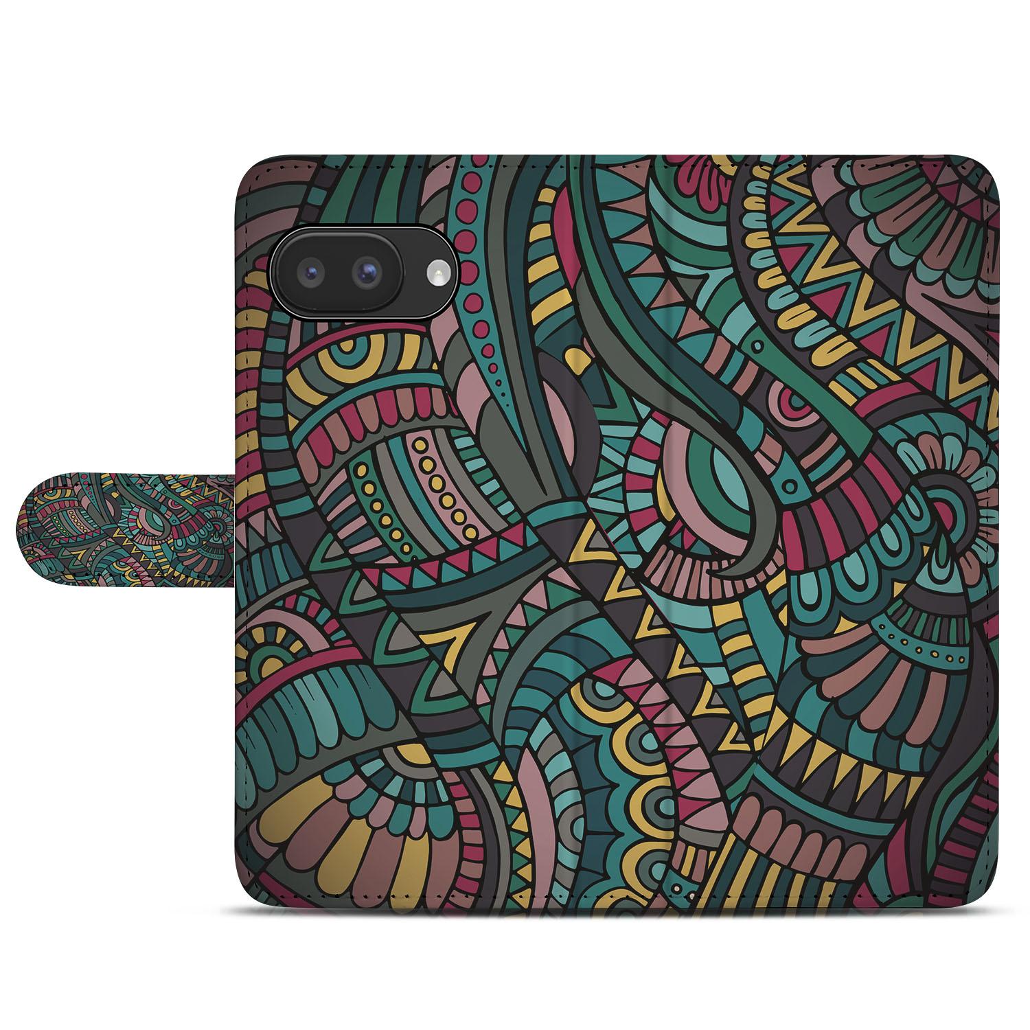 Aztec Google Pixel 9a Bookcase Hoesje kleurrijk design bovenaanzicht
