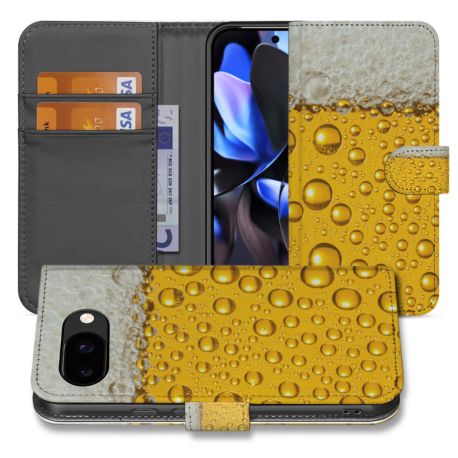 Bier Print Google Pixel 9a Book Case En Portemonnee Hoesje schuim ontwerp voorzijde