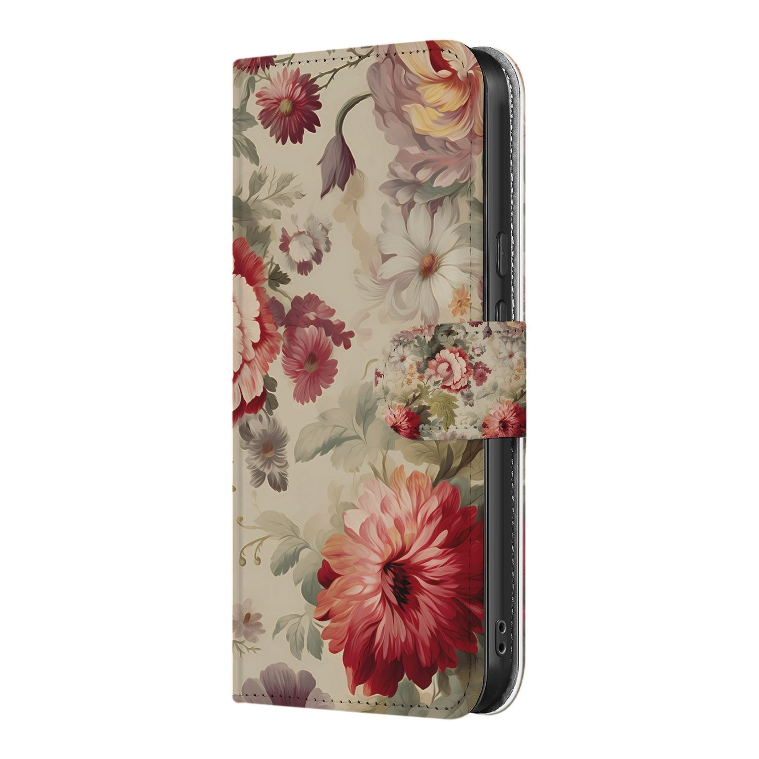 Google Pixel 9a Elegante Portemonnee Hoesje met Kleurrijke Bloemenprint bloemenprint aanzicht