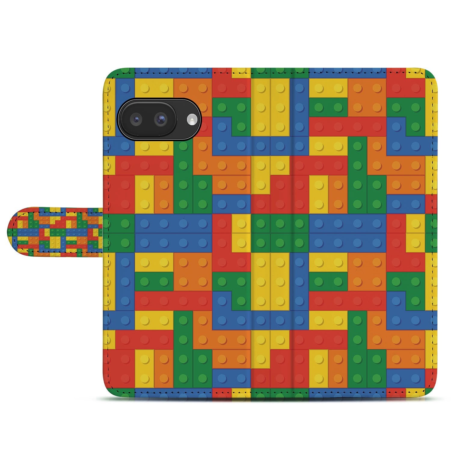 Blokken Design Google Pixel 9a Book Case & Portemonnee Hoesje kleurrijk design voorkant