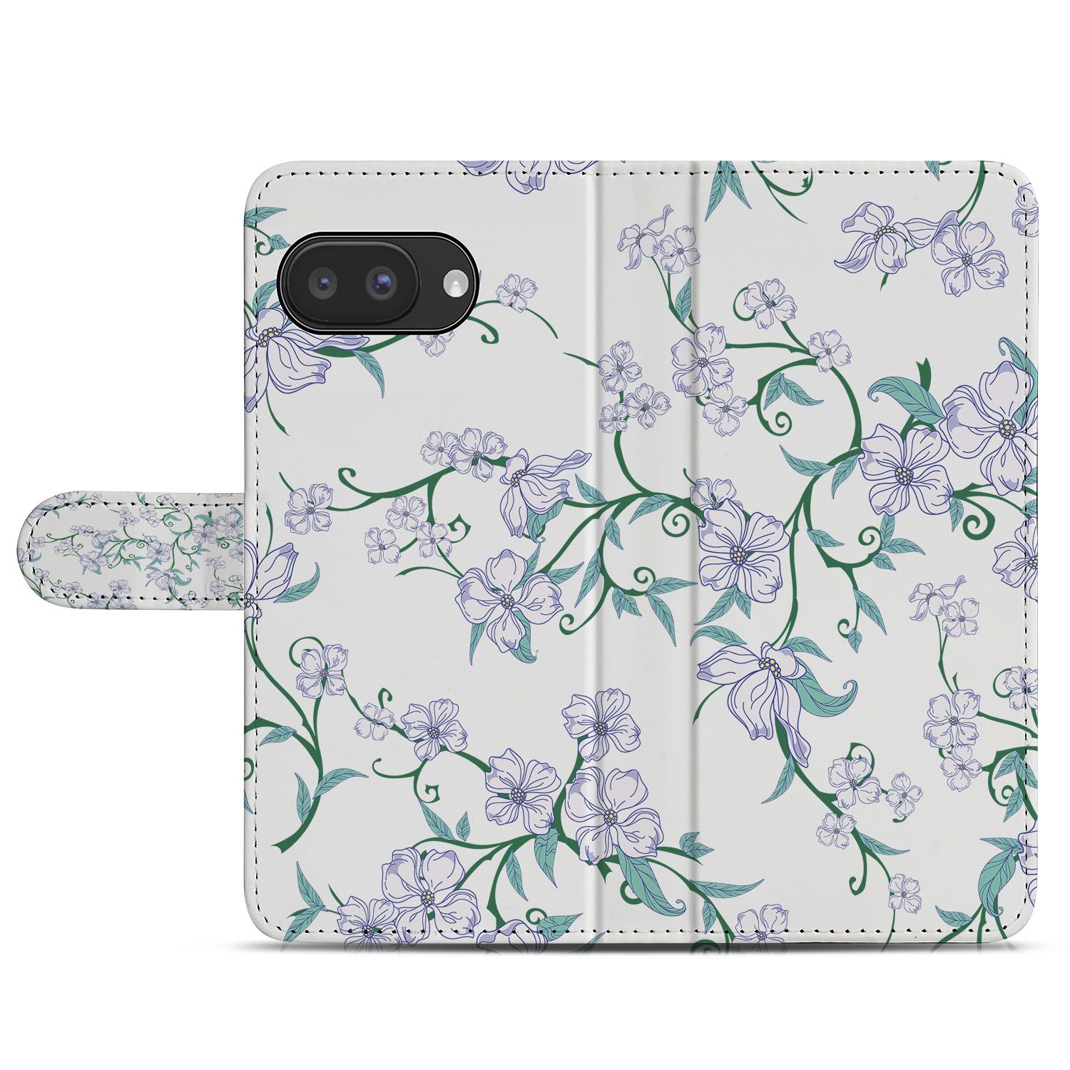 Book Case Google Pixel 9a Blossom White Portemonnee Hoesje bloemenmotief design aanzicht