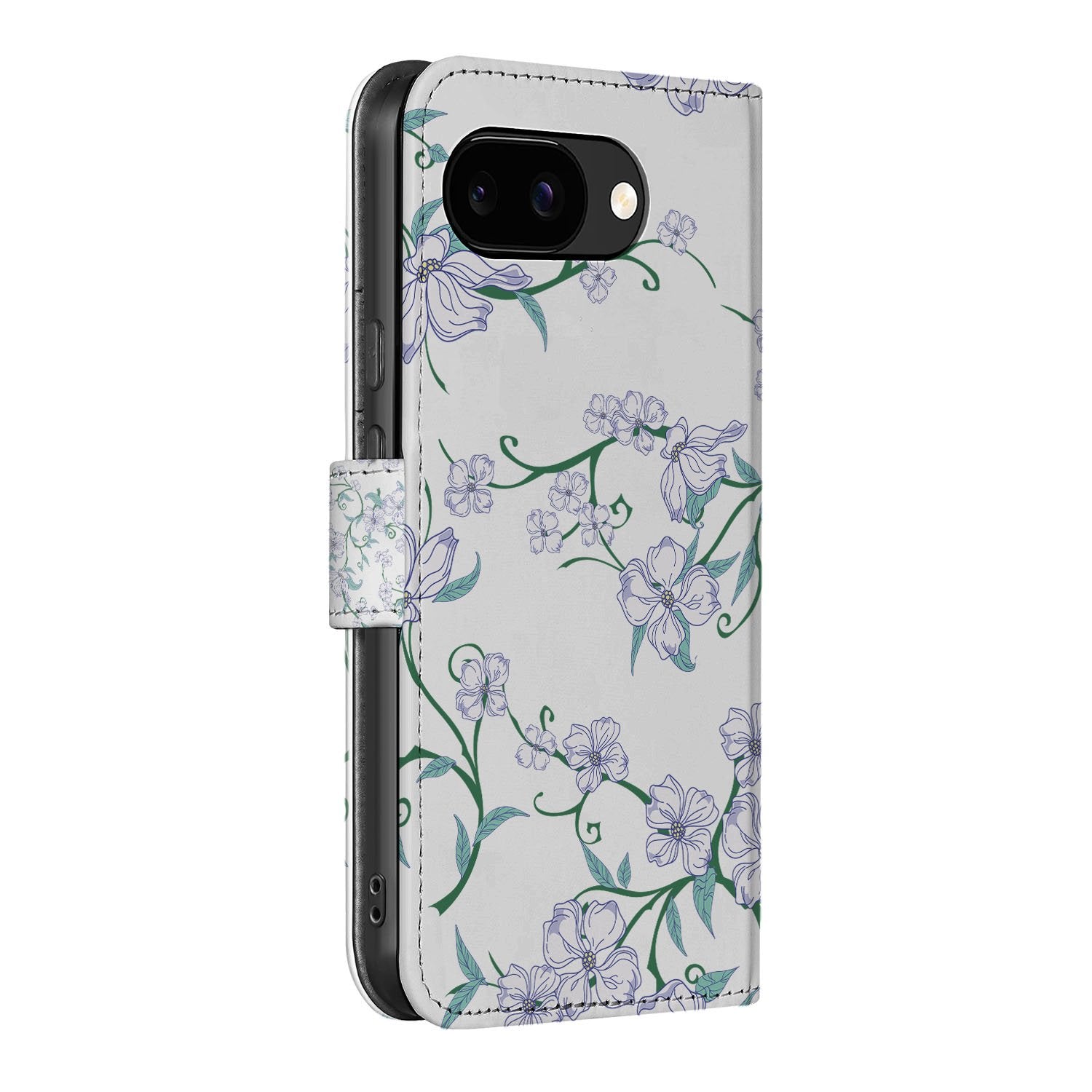 Book Case Google Pixel 9a Blossom White Portemonnee Hoesje bloemenmotief design aanzicht