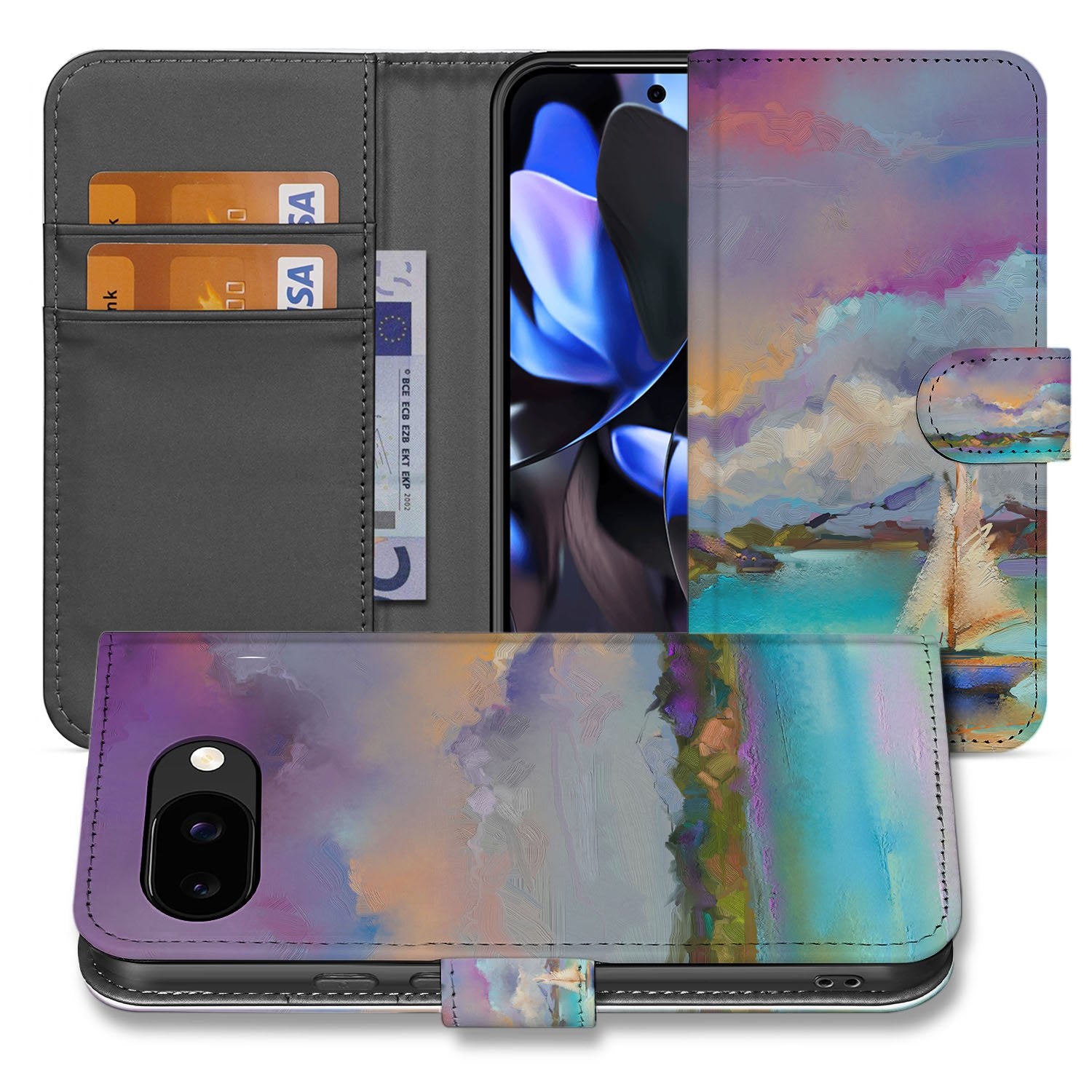 Google Pixel 9a Boot Motief Book Case Portemonnee Hoesje voorzijde kunstzinnig design maritiem