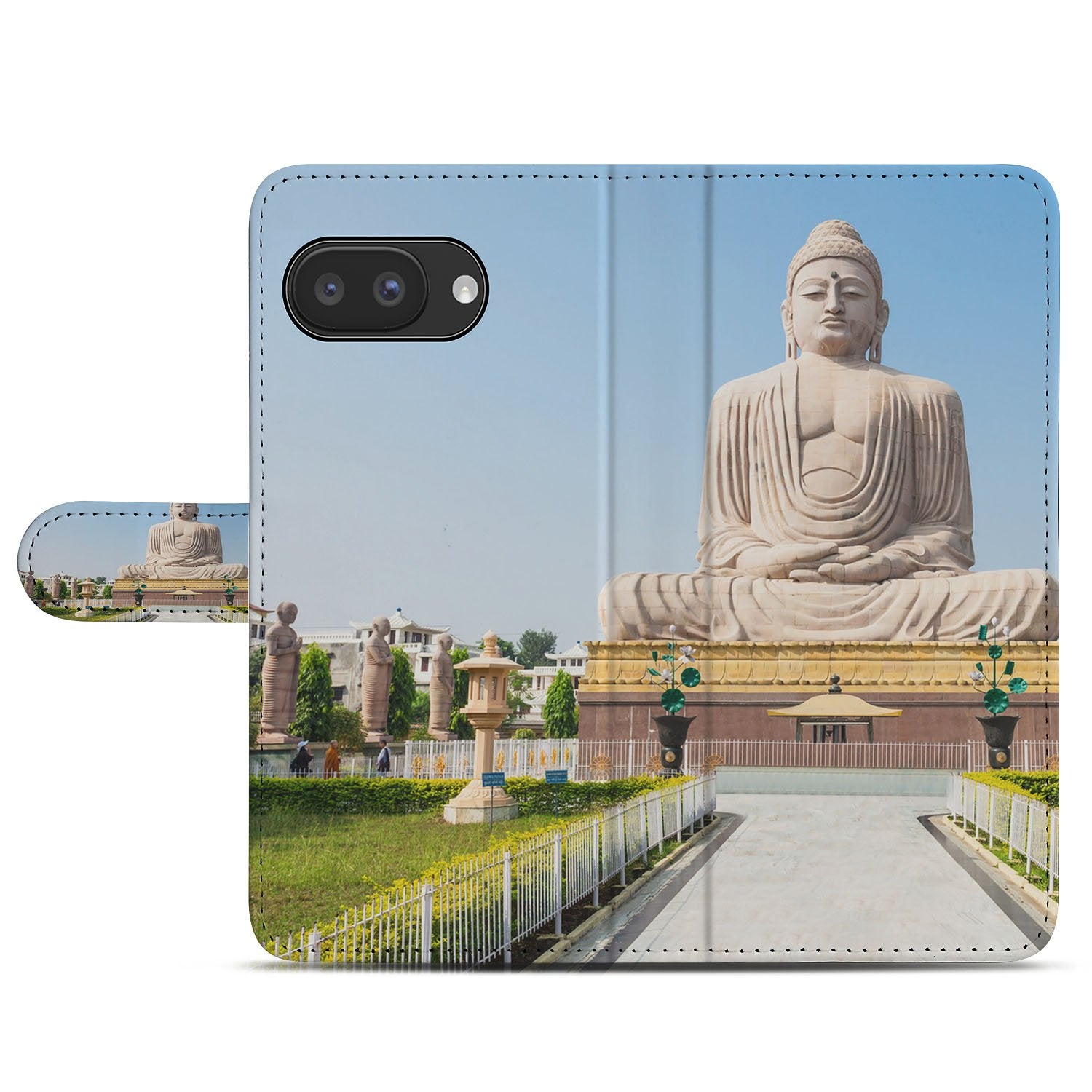Boeddha Google Pixel 9a Book Case & Portemonnee Hoesje Met Kunstleer Buitenlaag En Kaartvakken Boeddha ontwerp voorkant