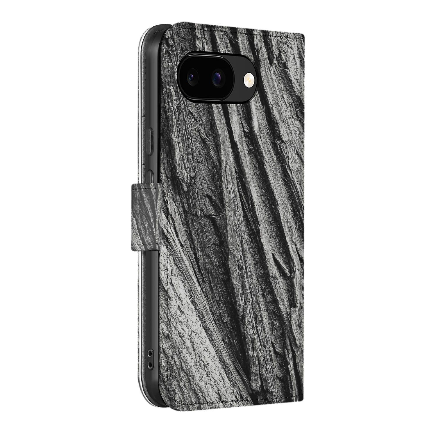 Boomschors Google Pixel 9a Book Case Portemonnee Hoesje Grijs Rustiek Zijkant