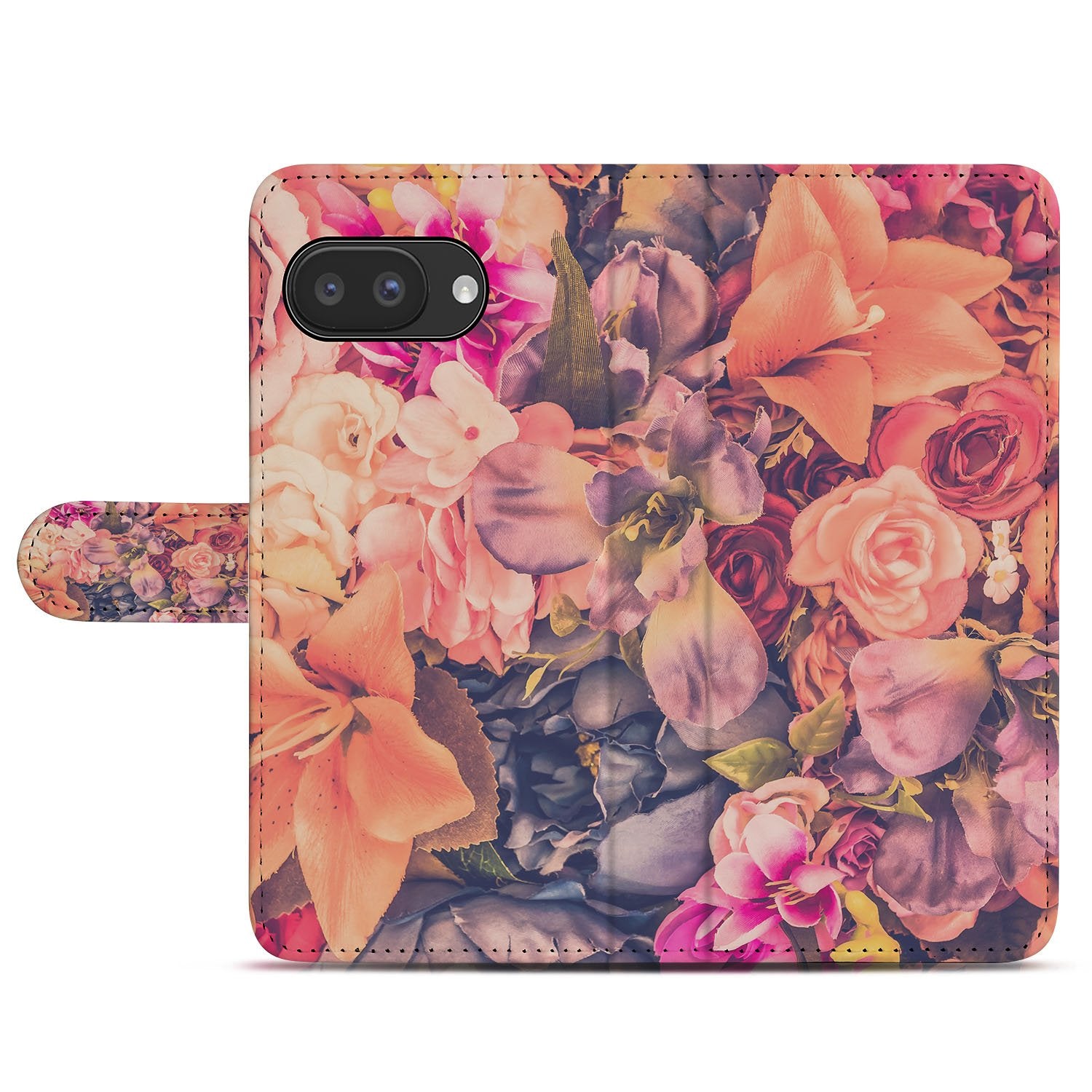 Bosje Bloemen Google Pixel 9a Book Case Portemonnee Hoesje bloemen ontwerp zijaanzicht