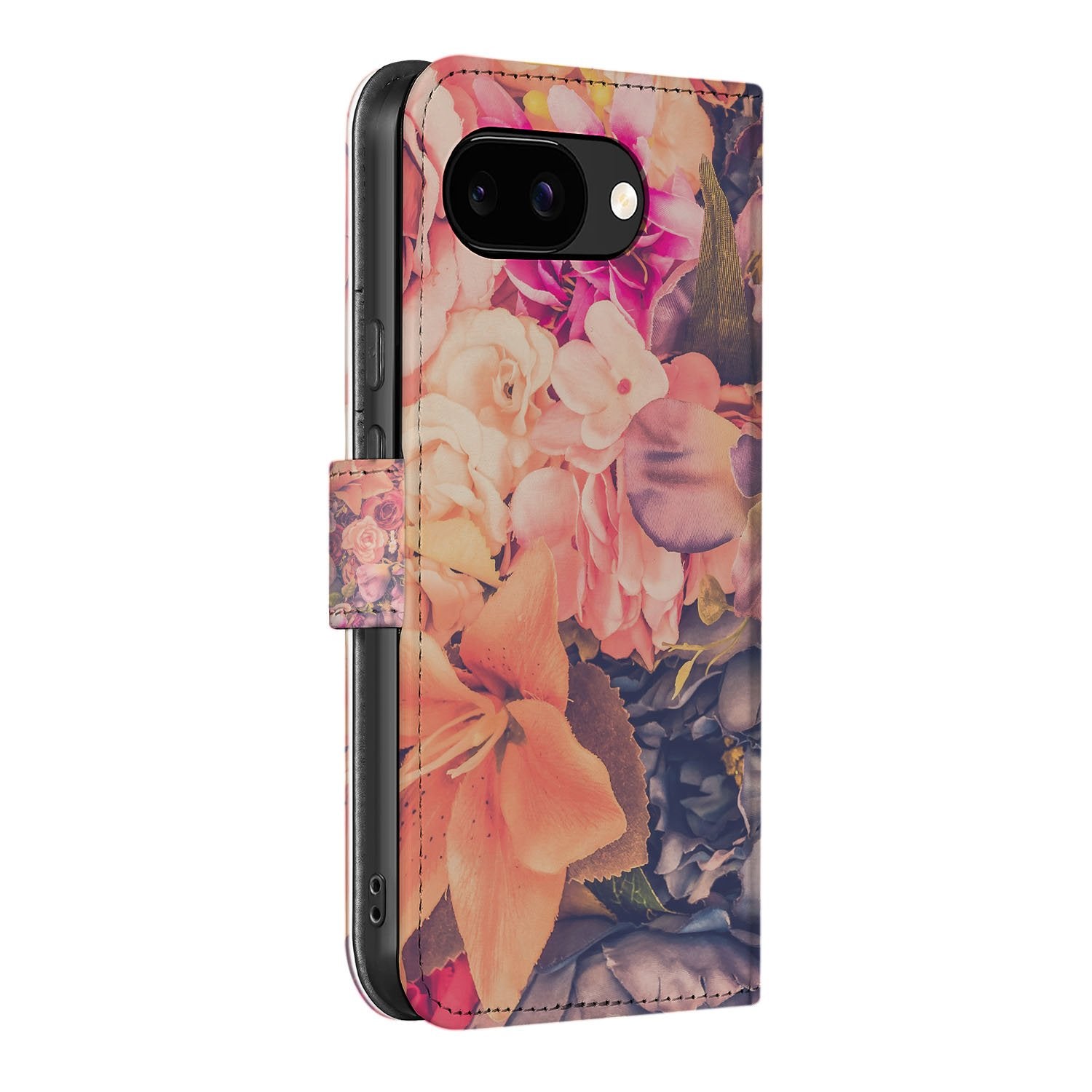 Bosje Bloemen Google Pixel 9a Book Case Portemonnee Hoesje bloemen print zijaanzicht