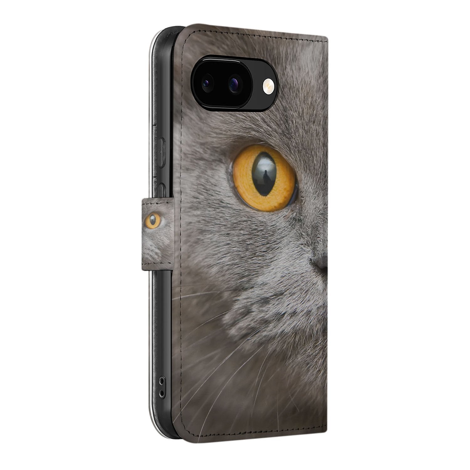 Google Pixel 9a Book Case En Portemonnee Hoesje Met Britse Korthaar Design zijkant Britse Korthaar print
