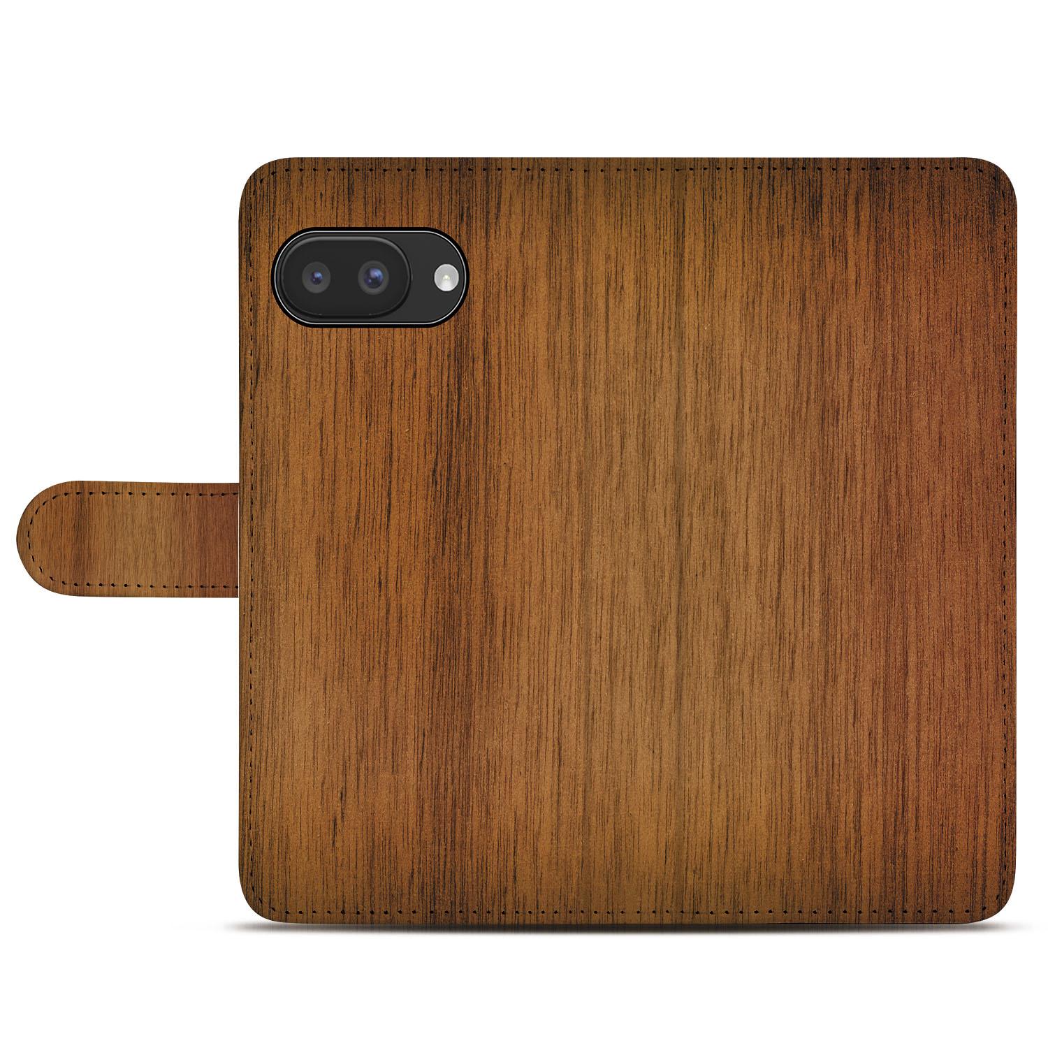 Donker Hout Google Pixel 9a Book Case En Portemonnee Hoesje achteraanzicht
