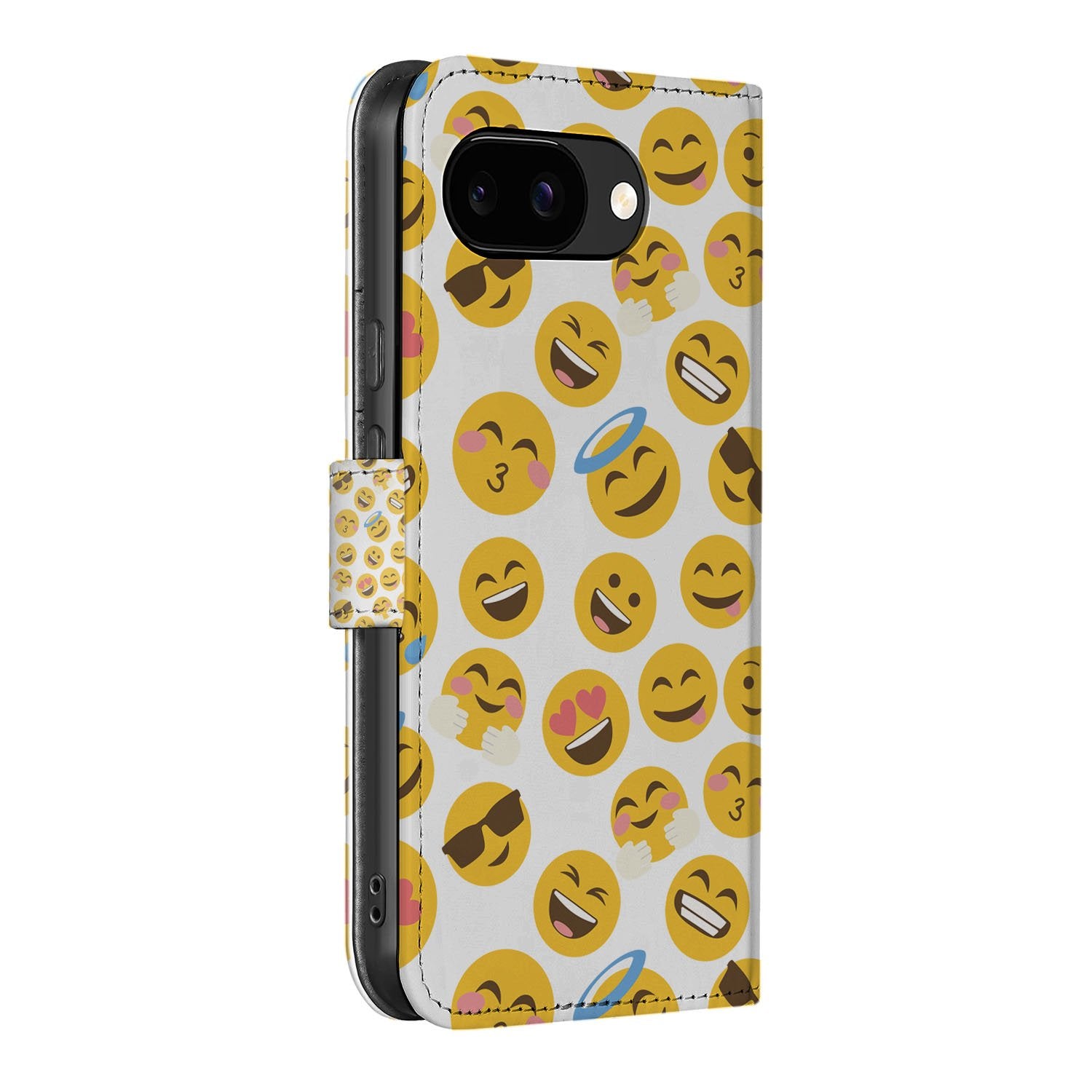 Google Pixel 9a Emoji Fiesta Book Case zij aanzicht emoji print