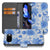Blauw Bloemen Google Pixel 9a Portemonnee Hoesje bloemen design voorkant