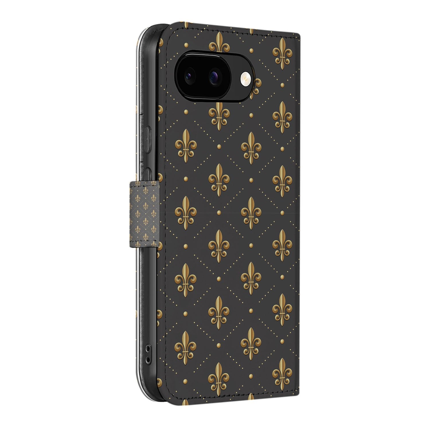 Franse Lelie Google Pixel 9a Book Case & Portemonnee Hoesje klassiek design zijaanzicht