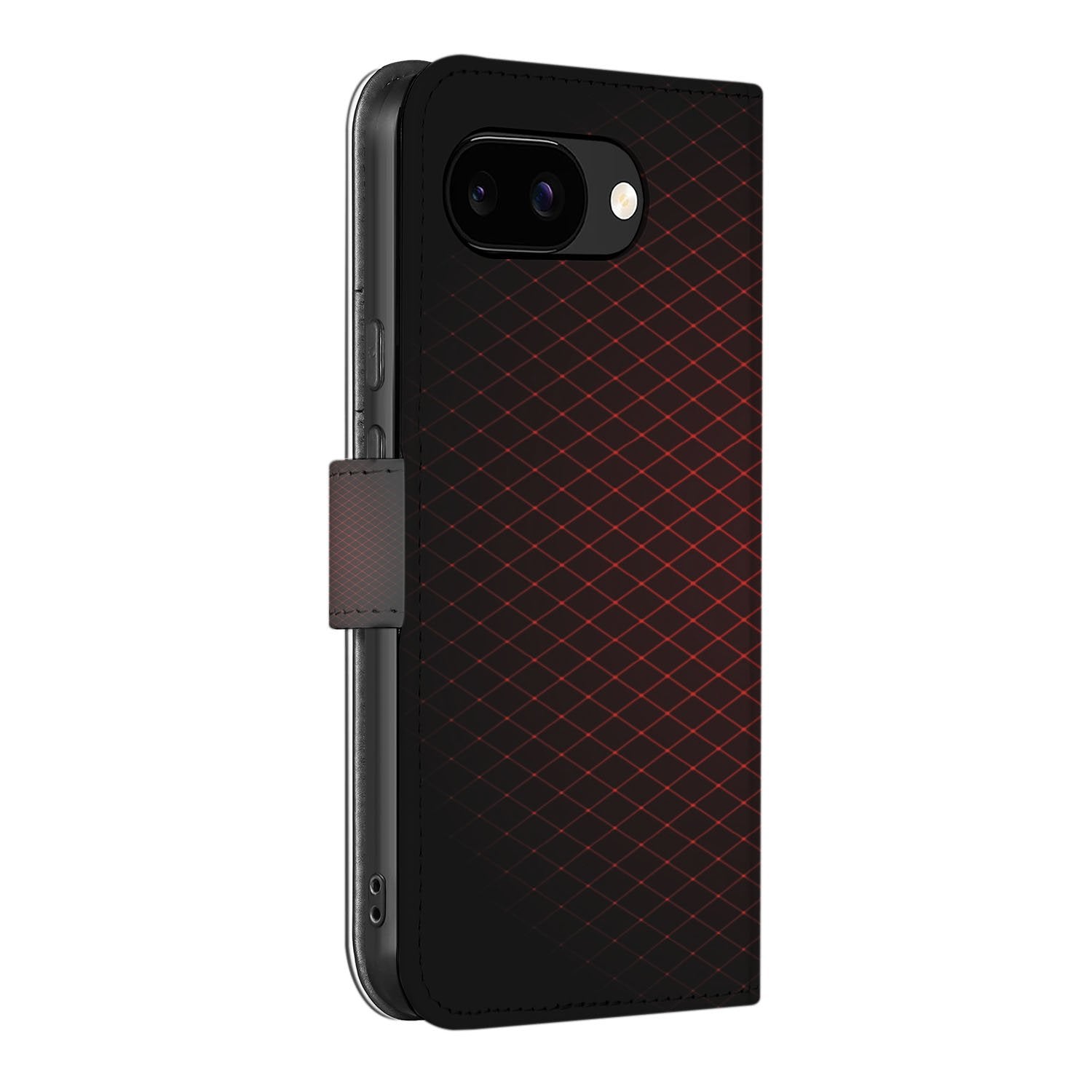 Geruit Rood Google Pixel 9a Book Case Portemonnee Hoesje zijaanzicht