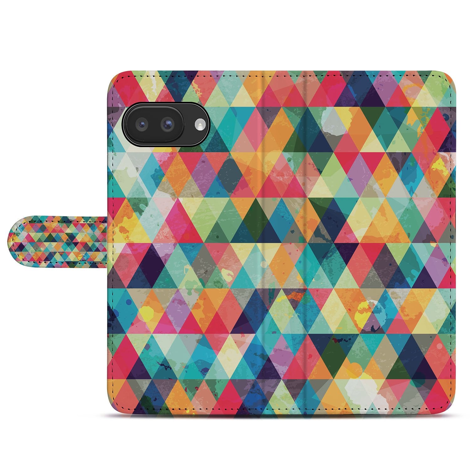 Geruit Google Pixel 9a Book Case Hoesje geometrisch kleurrijk design aanzicht