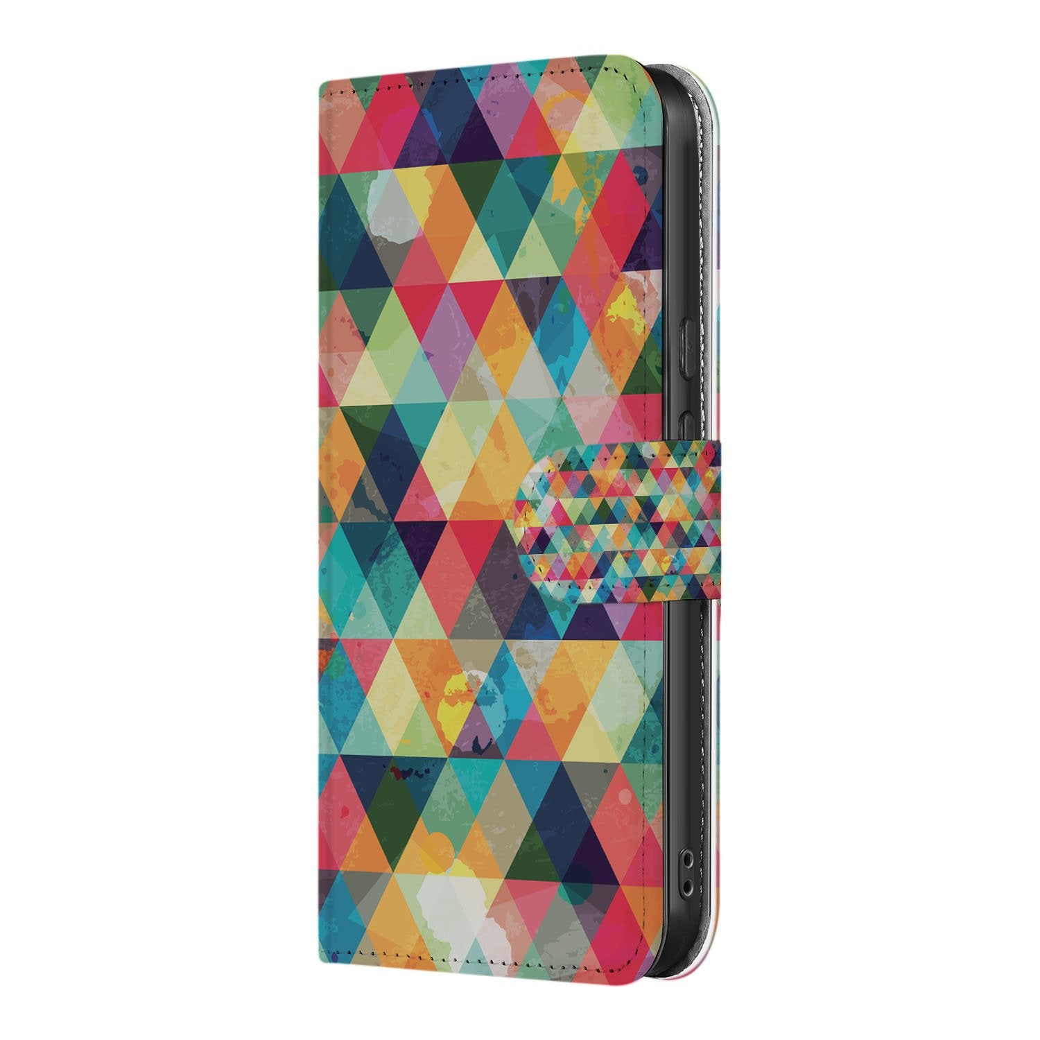 Geruit Google Pixel 9a Book Case Hoesje geometrisch patroon zijaanzicht