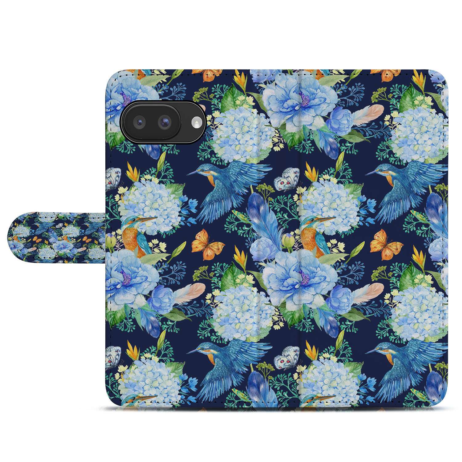 Ijsvogel Google Pixel 9a Book Case Hoesje bloemen ijsvogel design voorkant