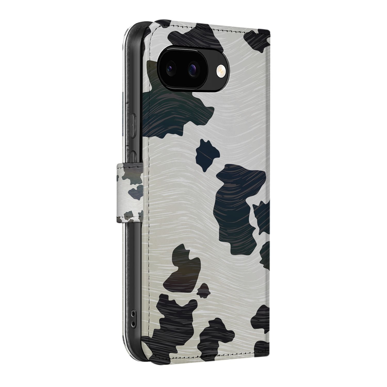 Koeienvlekken Google Pixel 9a Book Case Hoesje design koeienvlekken zijaanzicht