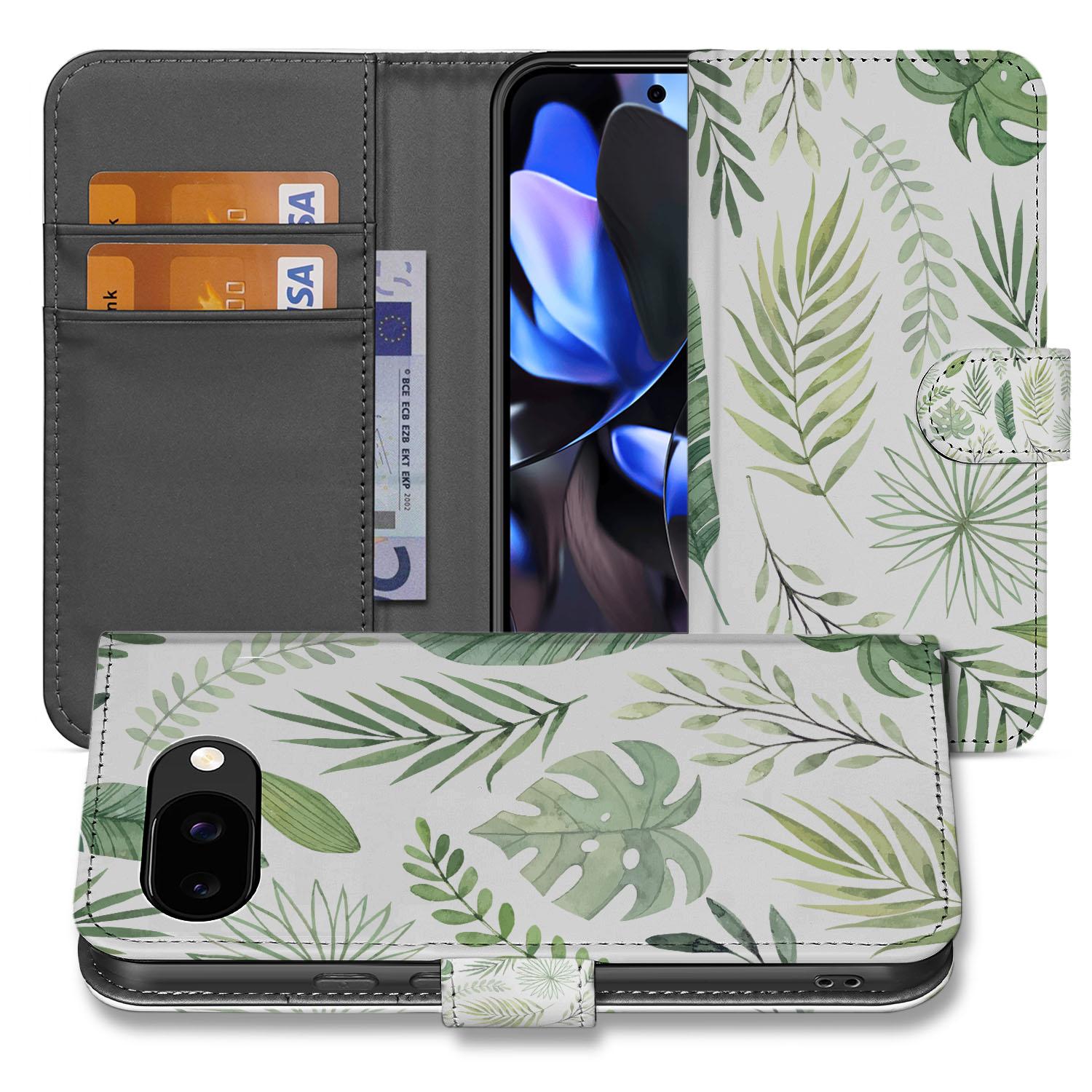 Google Pixel 9a Book Case Leaves voorkant achterkant design