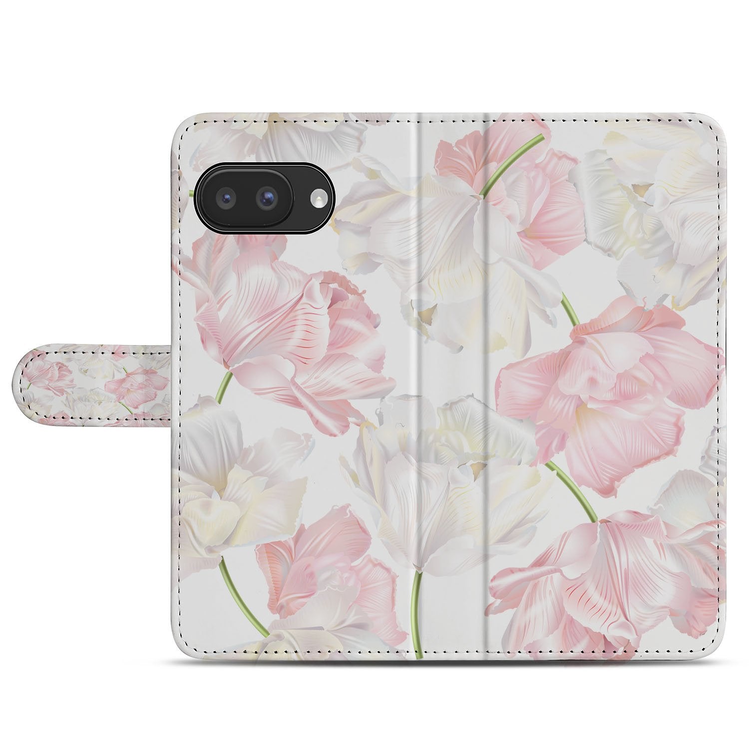 Google Pixel 9a Book Case Hoesje Lovely Flowers design vooraanzicht