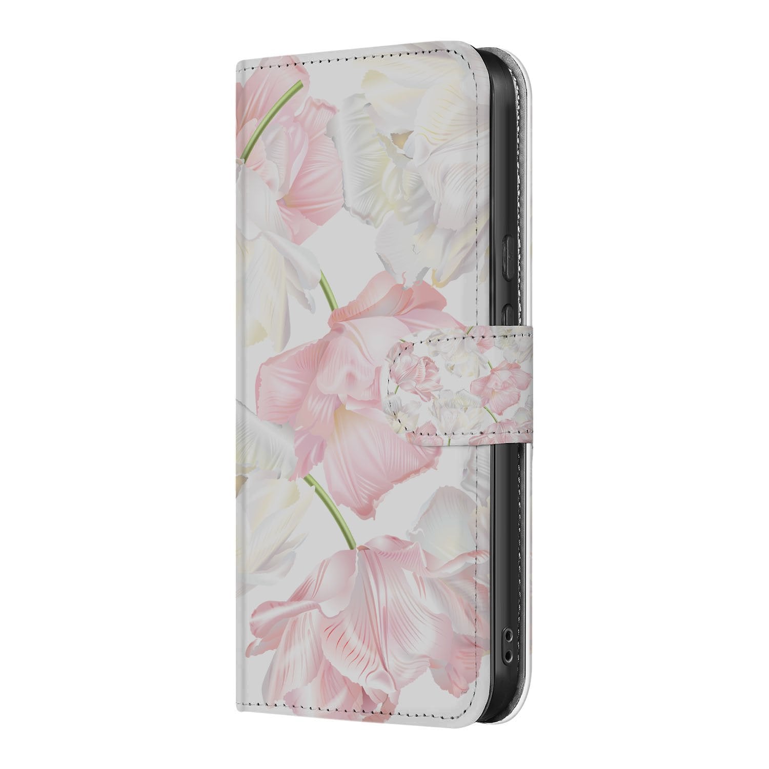 Google Pixel 9a Book Case Hoesje Lovely Flowers zijaanzicht